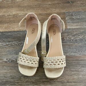Elegant Gold Woven Strap Sandals